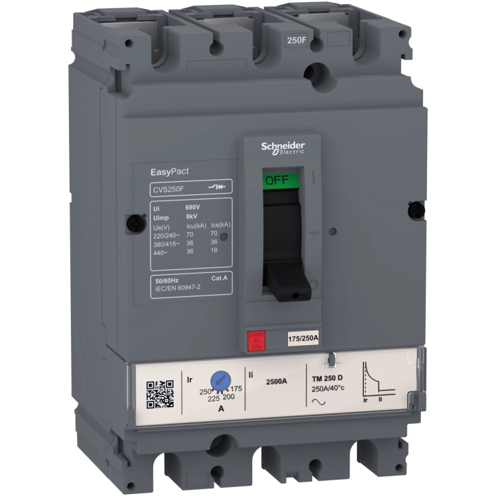 Schneider Electric LV510337 EasyPact CVS 3P thermal-magnetic circuit breaker 100A 36 kA 380/415V